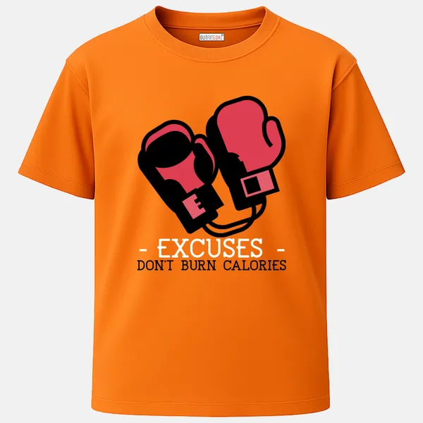 _Regular_Unisex_Bhagwa_Graphics_T-Shirt,_Minimal_boxing_gloves_forming_e_text_excuses_below_|_SPORTS_MODE