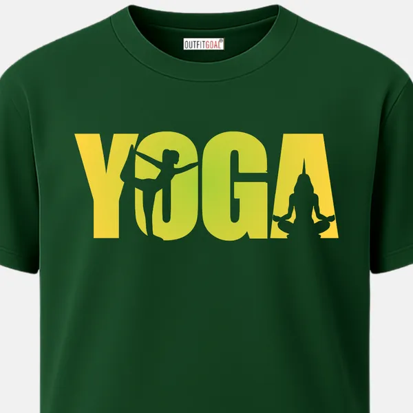 _Regular_Unisex_Bottle_Green_Graphics_T-Shirt,_Green_yellow_gradient_type_art_yoga_with_inner_silhouettes_in_pose_clean_balanced_design_|_SPORTS_MODE