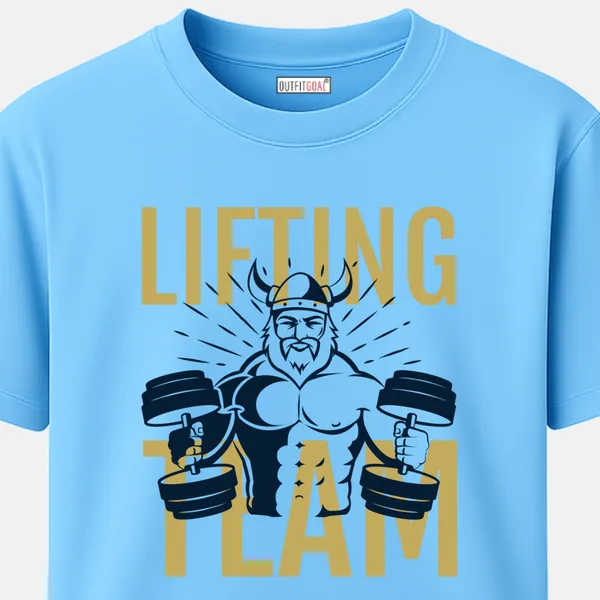 _Regular_Unisex_Sky_Graphics_T-Shirt,_Viking_style_bodybuilder_with_dumbbells_lifting_team_|_SPORTS_MODE