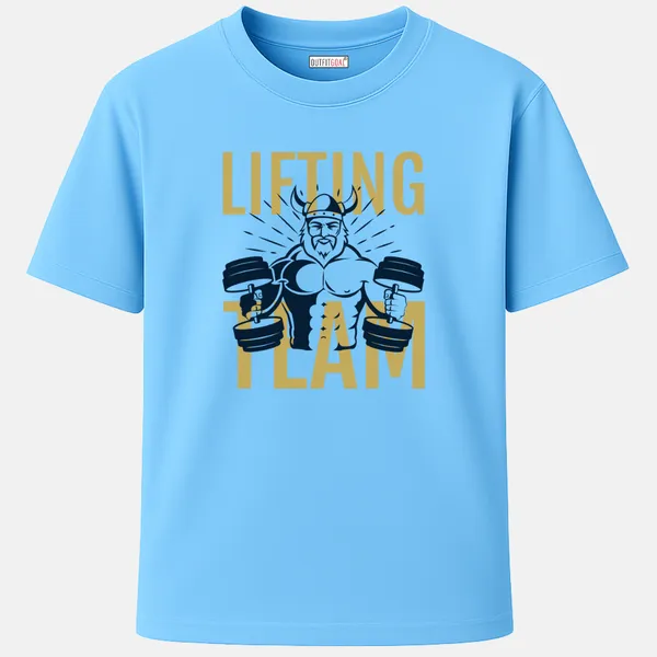 _Regular_Unisex_Sky_Graphics_T-Shirt,_Viking_style_bodybuilder_with_dumbbells_lifting_team_|_SPORTS_MODE