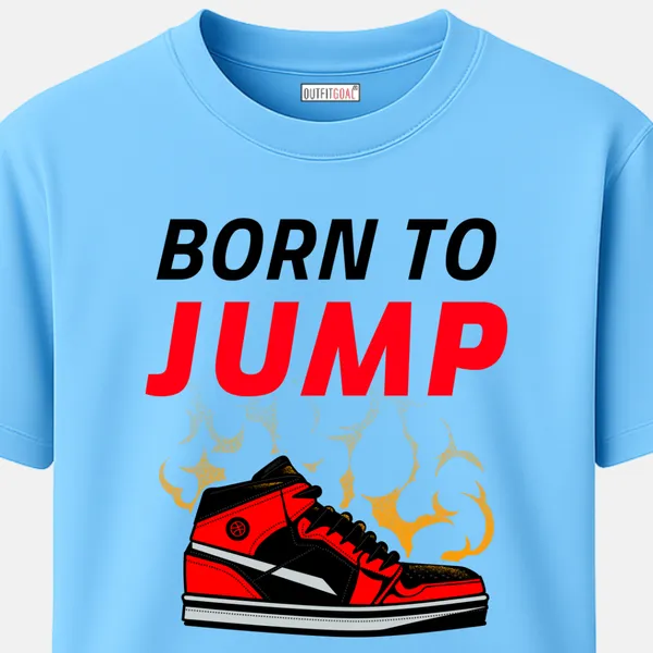 _Regular_Unisex_Sky_Graphics_T-Shirt,_Fiery_sneaker_with_explosion_effect_word_jump_|_SPORTS_MODE