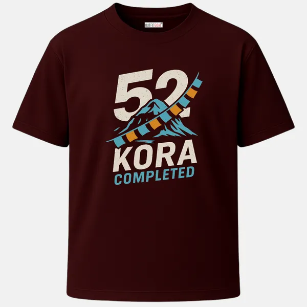 _Regular_Unisex_Maroon_Graphics_T-Shirt,_Bold_52_kora_completed_text_with_mountain_prayer_flags_|_TRAVEL_MODE