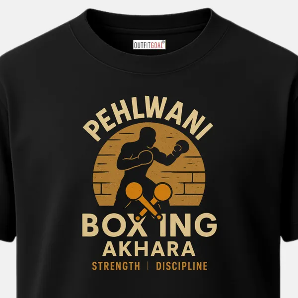 _Regular_Unisex_Black_Graphics_T-Shirt,_Brick_wall_texture_pehlwani_boxing_akhara_strength_|_SPORTS_MODE