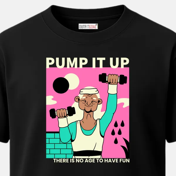 _Regular_Unisex_Black_Graphics_T-Shirt,_Elderly_man_lifting_dumbbells_pump_it_up_there_s_no_age_to_have_fun_|_SPORTS_MODE