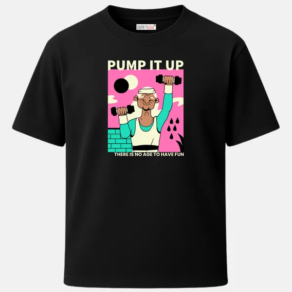 _Regular_Unisex_Black_Graphics_T-Shirt,_Elderly_man_lifting_dumbbells_pump_it_up_there_s_no_age_to_have_fun_|_SPORTS_MODE