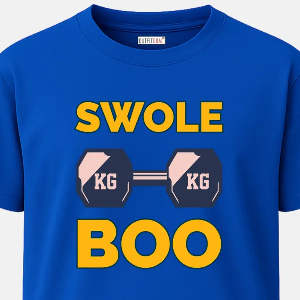 _Regular_Unisex_Royal_Blue_Graphics_T-Shirt,_Dumbbell_with_kg_kg_text_swole_boo_|_SPORTS_MODE
