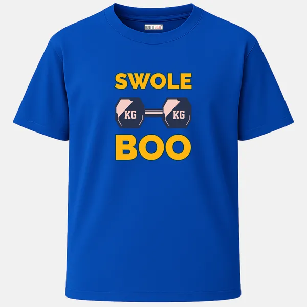 _Regular_Unisex_Royal_Blue_Graphics_T-Shirt,_Dumbbell_with_kg_kg_text_swole_boo_|_SPORTS_MODE
