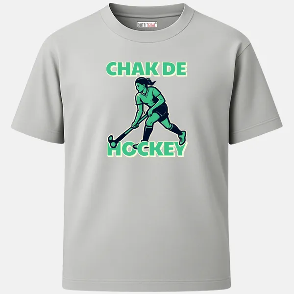 _Regular_Unisex_Grey_Graphics_T-Shirt,_Female_hockey_player_chak_de_hockey_|_SPORTS_MODE