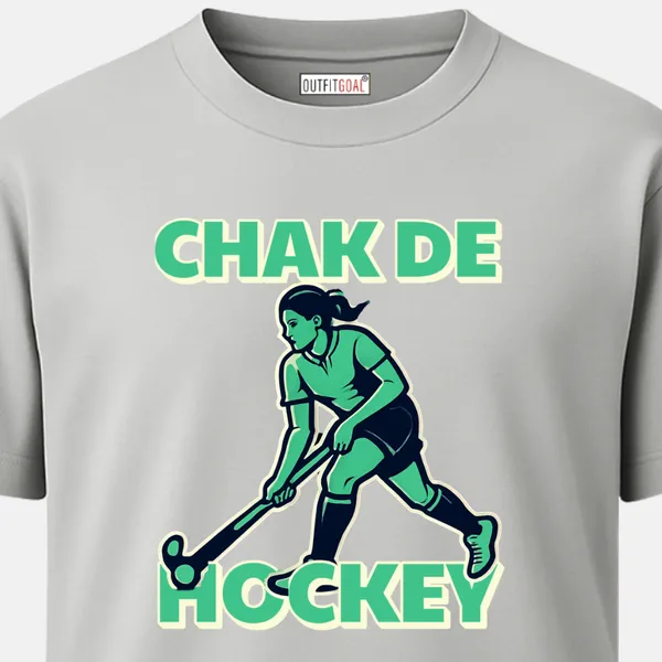 _Regular_Unisex_Grey_Graphics_T-Shirt,_Female_hockey_player_chak_de_hockey_|_SPORTS_MODE