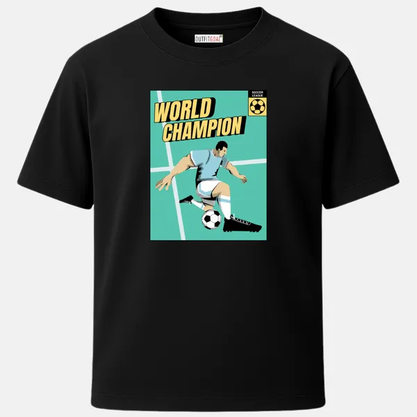 _Regular_Unisex_Black_Graphics_T-Shirt,_Soccer_player_mid_kick_vintage_world_champion_text_|_SPORTS_MODE