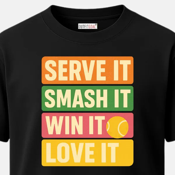 _Regular_Unisex_Black_Graphics_T-Shirt,_Colorful_block_text_design_serve_it_smash_it_win_it_love_it_with_tennis_ball_icon_|_SPORTS_MODE