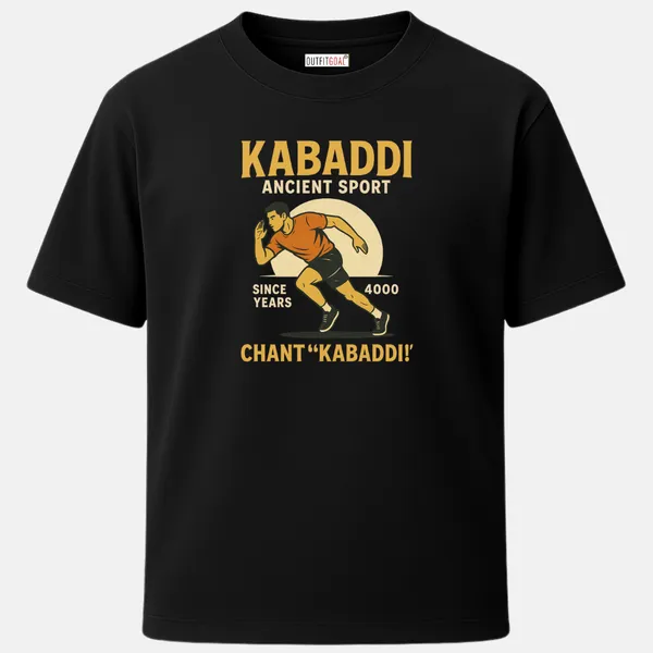 _Regular_Unisex_Black_Graphics_T-Shirt,_Kabaddi_player_sprinting_under_text_kabaddi_ancient_sport_since_4000_years_|_SPORTS_MODE