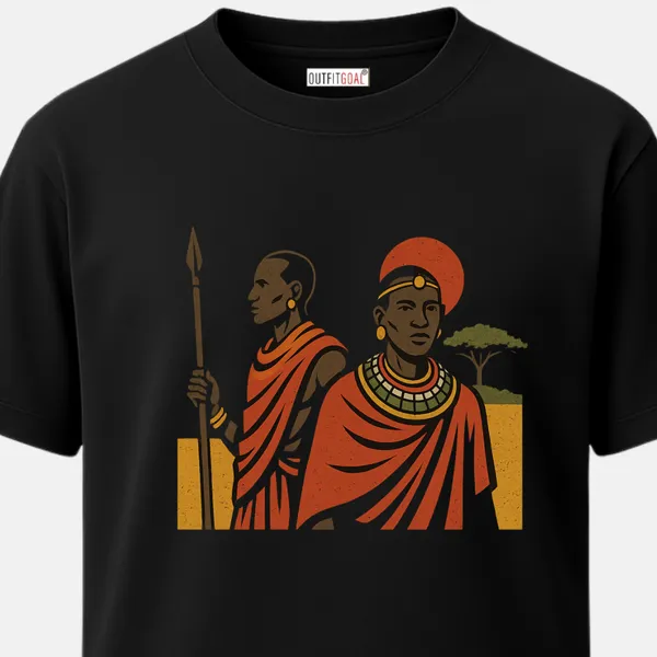 _Regular_Unisex_Black_Graphics_T-Shirt,_Maasai_tribespeople_sun_tree_|_TRAVEL_MODE