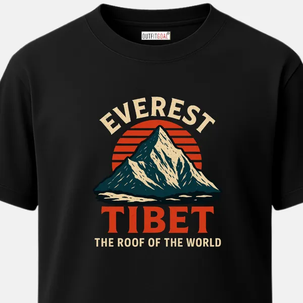 _Regular_Unisex_Black_Graphics_T-Shirt,_Majestic_everest_mountain_with_tibet_the_roof_of_the_world_text_in_bold_|_TRAVEL_MODE