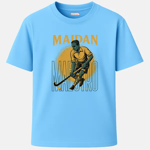 Regular_Unisex_Sky_Graphics_T-Shirt,_Vintage_style_male_hockey_player_in_classic_pose_bold_type_art_maidan_maestro_|_SPORTS_MODE