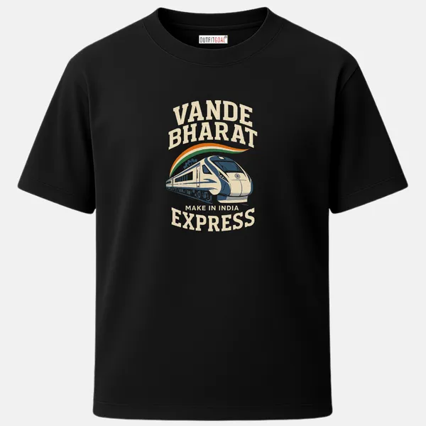 _Regular_Unisex_Black_Graphics_T-Shirt,_Vande_bharat_high_speed_train_with_tricolor_streak_and_make_in_india_express_text_|_TRAVEL_MODE
