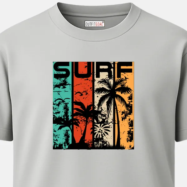 _Regular_Unisex_Grey_Graphics_T-Shirt,_Distressed_design_panels_palms_birds_waves_type_art_surf_|_TRAVEL_MODE
