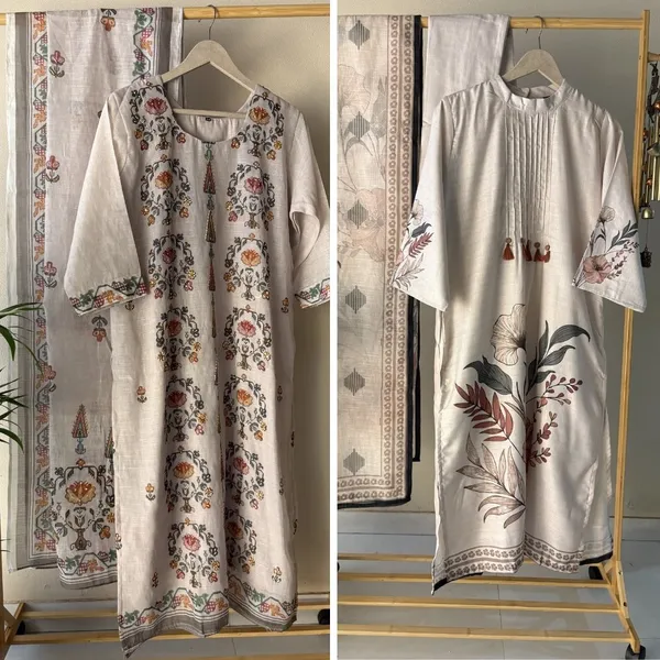 White_Printed_3-Piece_Suit_With_Bead_Highlights_&_Coordinated_Dupatta_For_Women_(Pack_Of_2)