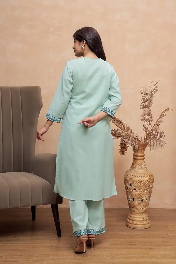 Sage_Blue_thread_work_cotton_Kurta_pant_set