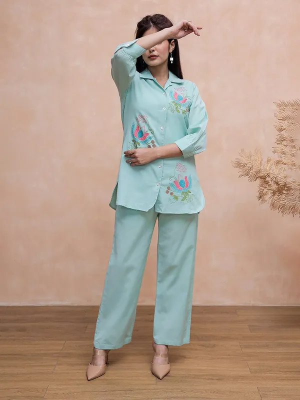 Blue_long_shirt_and_pant_set_with_embroidery_detail