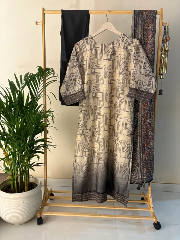 Beige_&_Black_Straight_Fit_3-Piece_Suit_with_Thread_Work_Neckline_&_Kantha_Dupatta_For_Women