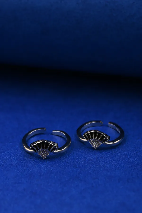 Black_Fan_Crystal_Silver_925_Adjustable_Trendy_Toe_Ring_For_Women