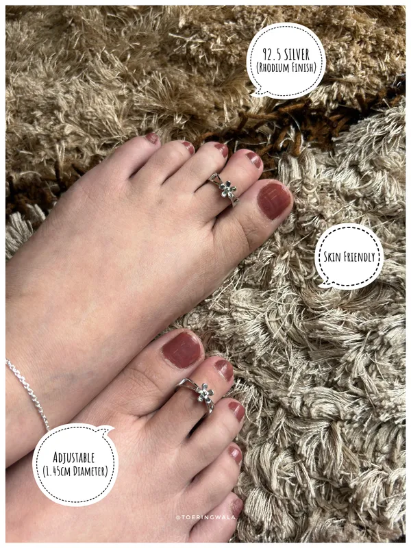 Silver_Daisy_Split_Band_Silver_925_Adjustable_Trendy_Toe_Ring_For_Women
