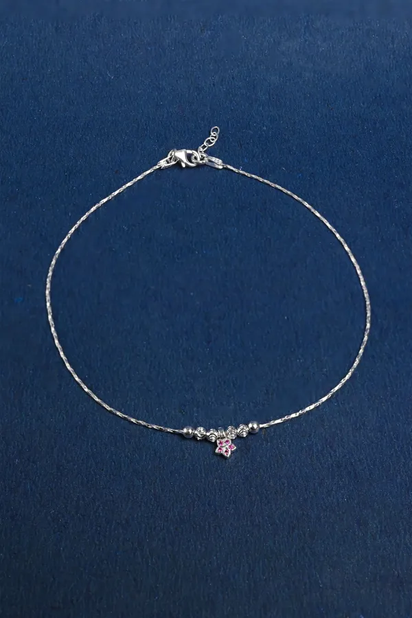 Star_Charm_Bead_925_Silver_Single_Anklet_for_Girls