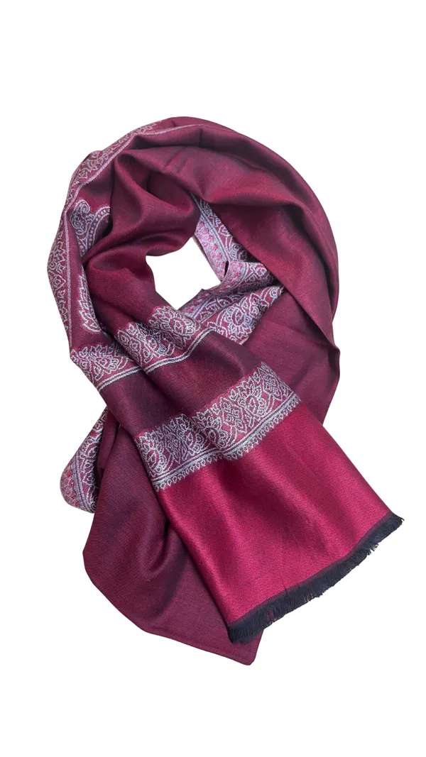 Feather_Soft_Magenta_Kashmiri_Stole_Self_Woven_Tussar_Silk_Stole_Default_Title