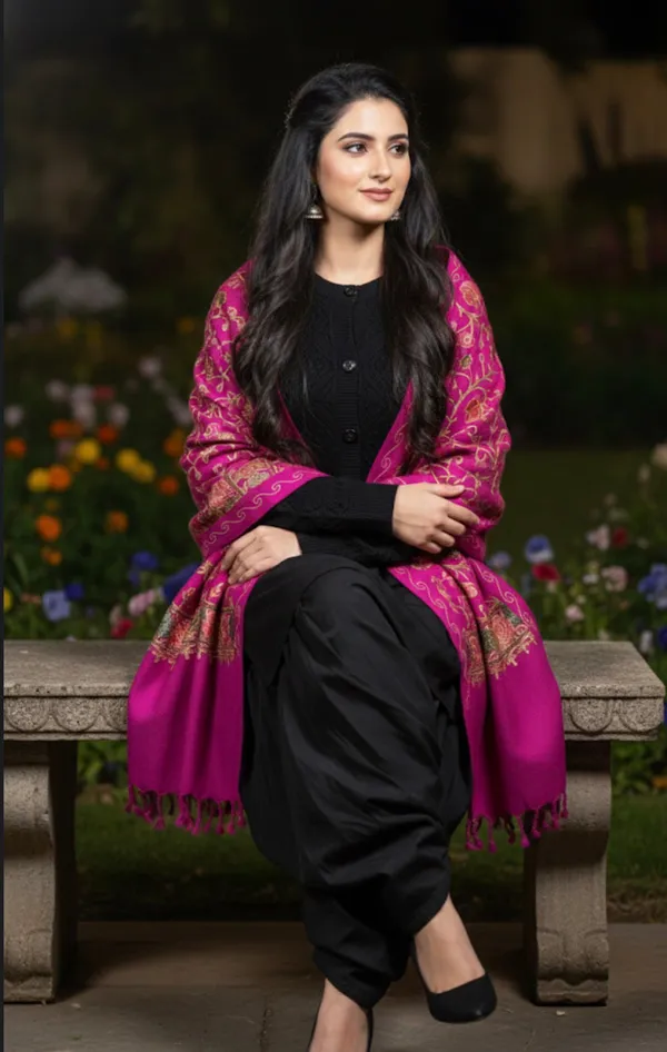 Craftique_Embroidered_Kashmiri_Stole_Royal_Pink_Aari_Embroidered_Default_Title