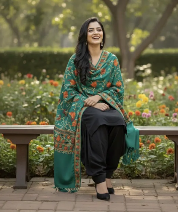 Parrot_Green_Multi_Embroidered_Kashmiri_Shawl_Aari_Embroidered_Ladies_Shawl_Default_Title