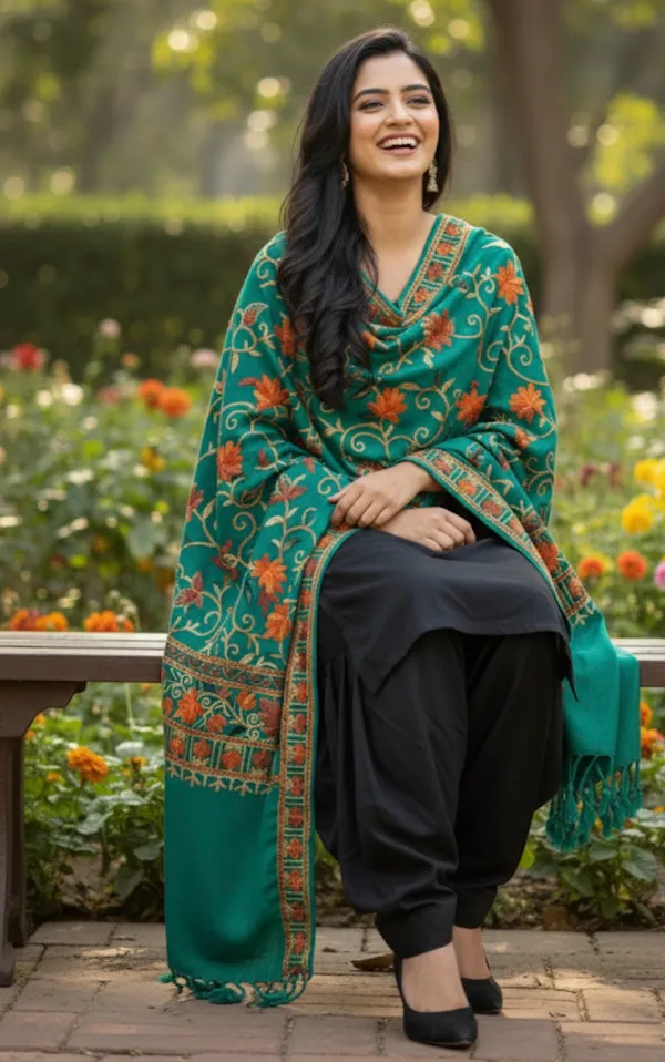 Parrot_Green_Multi_Embroidered_Kashmiri_Shawl_Aari_Embroidered_Ladies_Shawl_Default_Title