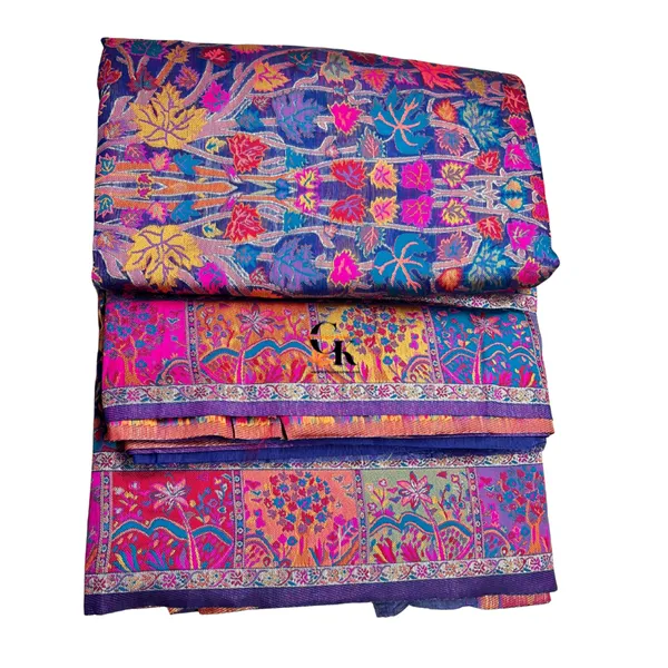 Craftique_Kashmir_Designer_Saree_And_Blouse_Set_Premium_Cotton_Self_Woven_Kalamkaari_Royal_Blue_Coloured_Default_Title