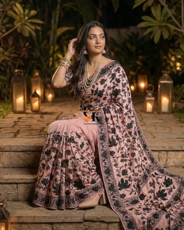 Designer_Georgette_Saree_And_Blouse_Set_Aari_Embroidered_Light_Pink_Base_Black_Embroidered_Motifs_Default_Title