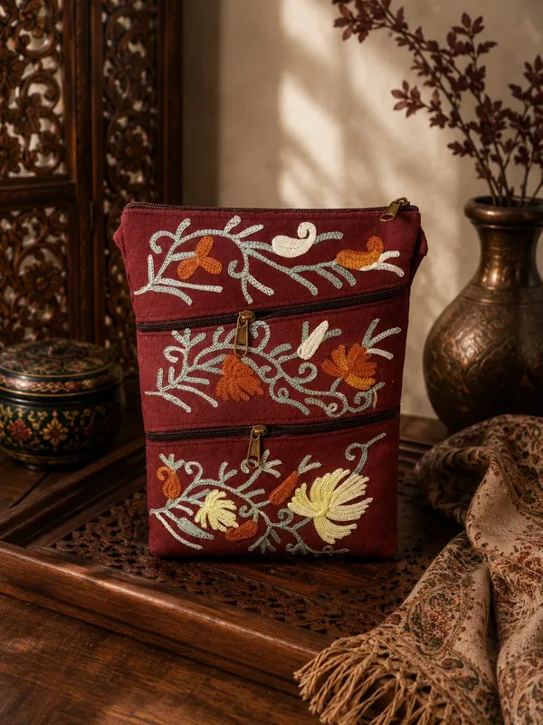 Four_Zipper_Kashmiri_Embroidered_Velvet_Pouch_Maroon_Default_Title