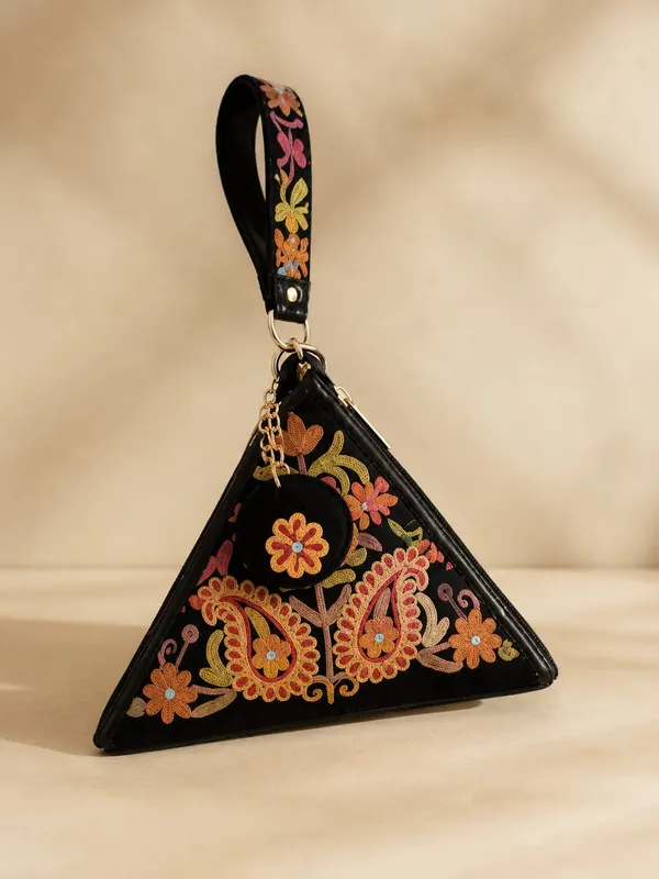Signature_Aari_Triangle_Potli_Bag_Floral_Embroidery_Black_Default_Title