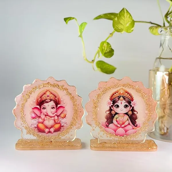 Pink_&_Golden_Resin_Laxmi_Ganesh_&_2_Laddoo_Candle