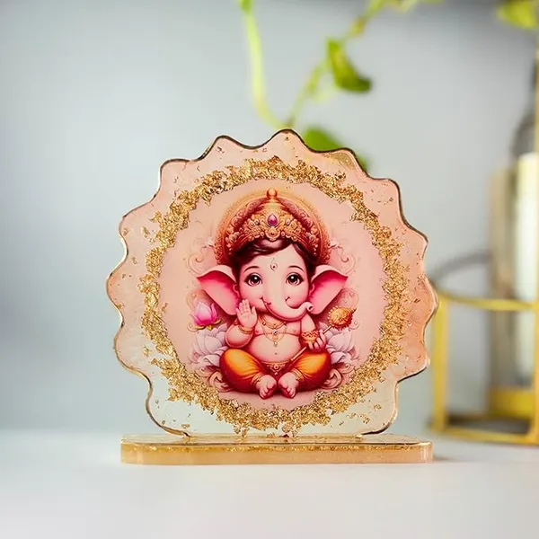 Pink_&_Golden_Resin_Laxmi_Ganesh_&_2_Laddoo_Candle