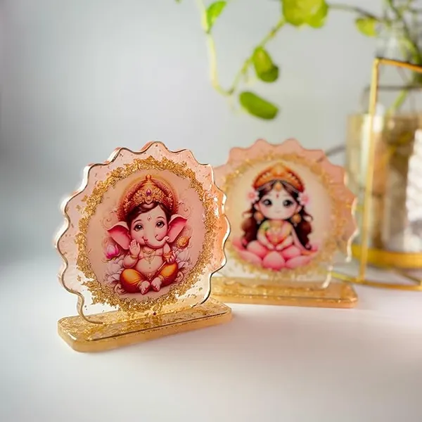 Pink_&_Golden_Resin_Laxmi_Ganesh_&_2_Laddoo_Candle