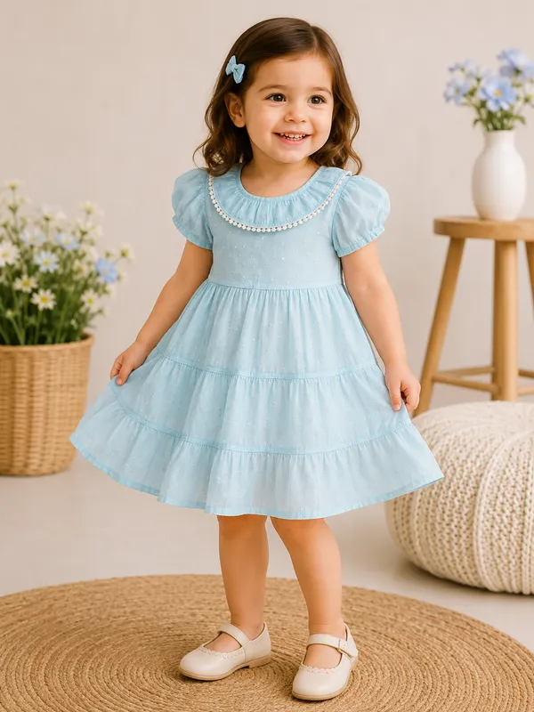 Light_Blue_Cotton_Dobby_Dress_For_Girl