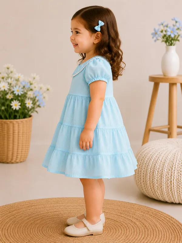 Light_Blue_Cotton_Dobby_Dress_For_Girl