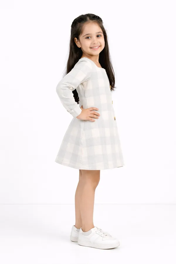 Grey_Cotton_/_Check_Dress_For_Girls
