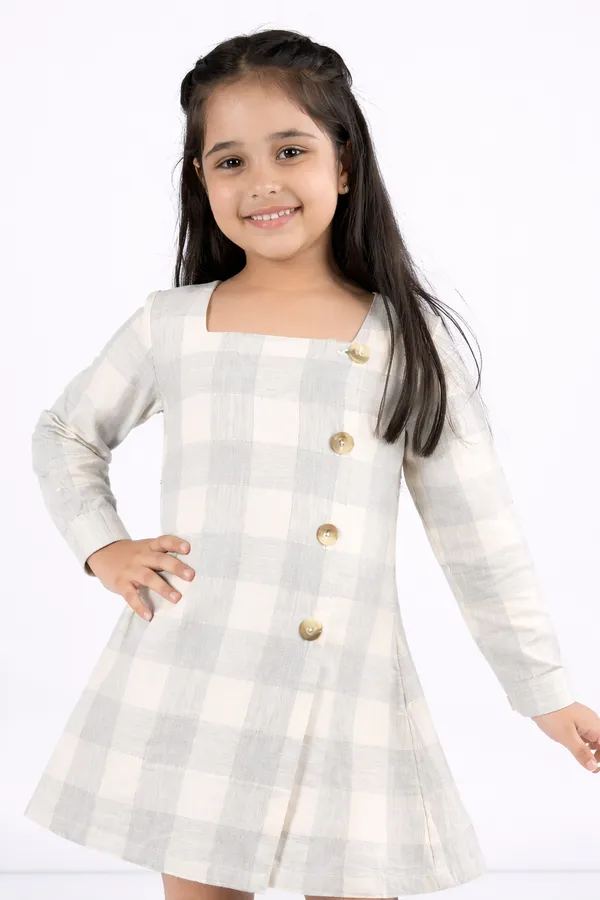 Grey_Cotton_/_Check_Dress_For_Girls