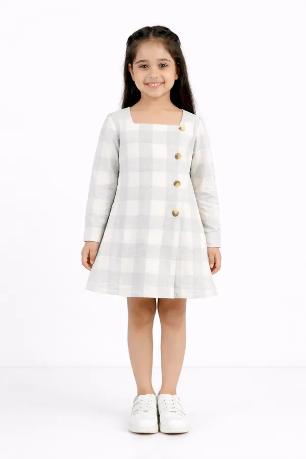 Grey_Cotton_/_Check_Dress_For_Girls