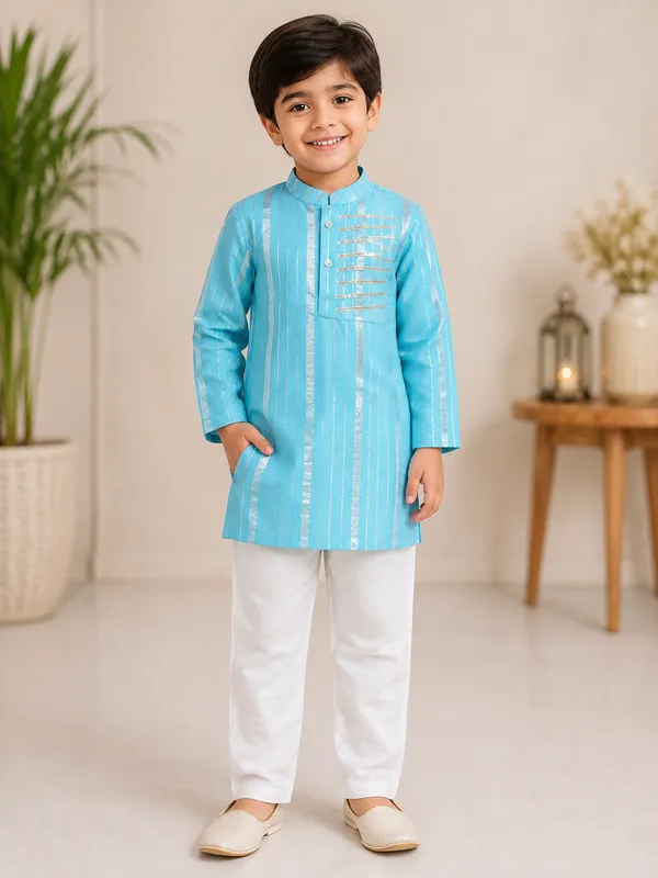 Boys_Aqua_Blue_Striped_Kurta_with_White_Pants_–_Festive_Ethnic_Wear_Set