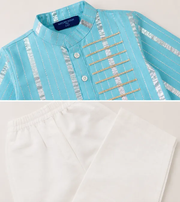 Boys_Aqua_Blue_Striped_Kurta_with_White_Pants_–_Festive_Ethnic_Wear_Set