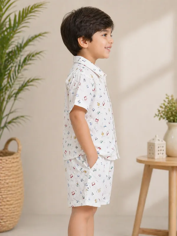 Boys_Cotton_Co-Ord_Set_White_Vehicle_Print_Shirt_&_Shorts