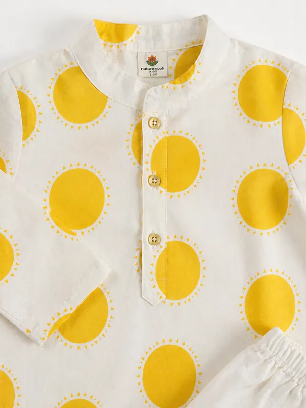 Boys_Ethnic_Cotton_Kurta_Set_White_&_Yellow_Sunshine_Print