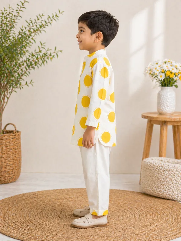 Boys_Ethnic_Cotton_Kurta_Set_White_&_Yellow_Sunshine_Print