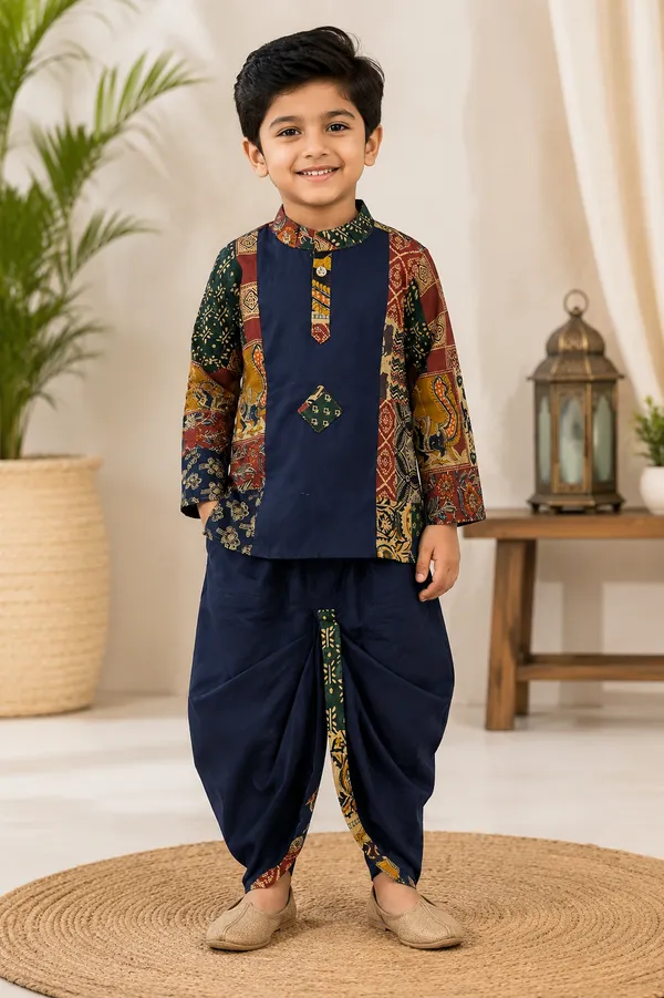 Boys_Ethnic_Patchwork_Kurta_With_Dhoti_Pant_Set